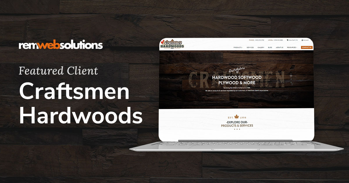 Craftsmen Hardwoods website on a computer monitor
